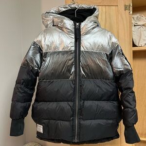 nununu Metallic Silver and Black Kids Puffer Jacket